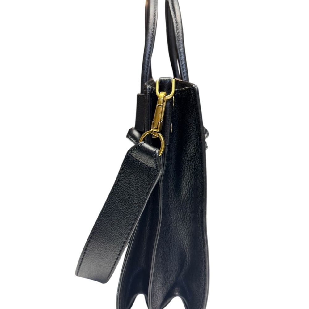 Fossil Black Leather Satchel with Gold Hardware - Picture 5 of 12